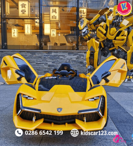 Siêu xe ô tô điện trẻ em Lamborghini NEL603 màu trắng với ghế da sang trọng