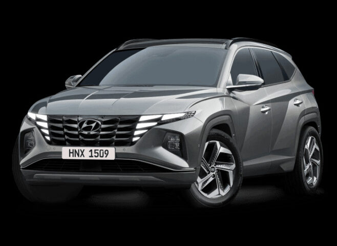 Lưới tản nhiệt sơn đen bóng viền chrome sang trọng của Hyundai Tucson.