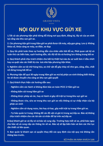 4 noi quy khu vuc gui xe khach san