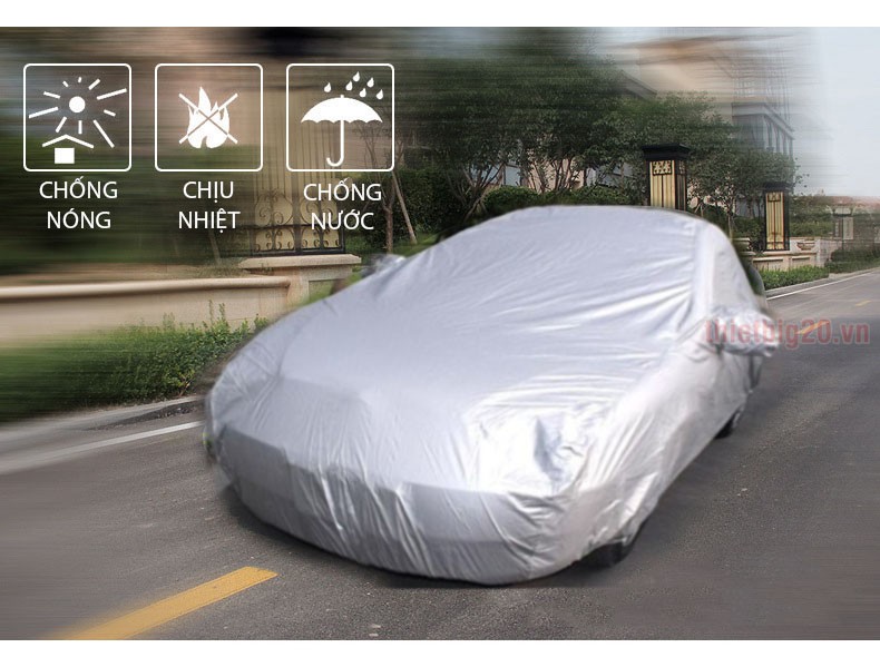 Cận cảnh lớp phủ bạc và lớp lót bông mềm của bạt phủ xe ô tô tráng bạc