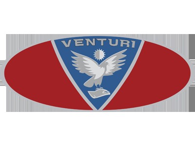 Logo của Venturi, đại diện cho một thương hiệu xe điện hiệu suất cao của Pháp.