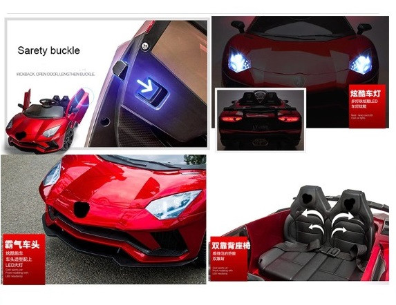 Tổng quan ngoại hình xe ô tô điện trẻ em Lamborghini LT 998 với đường nét mạnh mẽ