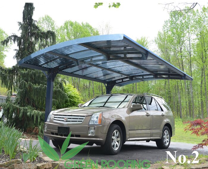 Mẫu mái che xe ô tô polycarbonate dạng vòm cong tinh tế