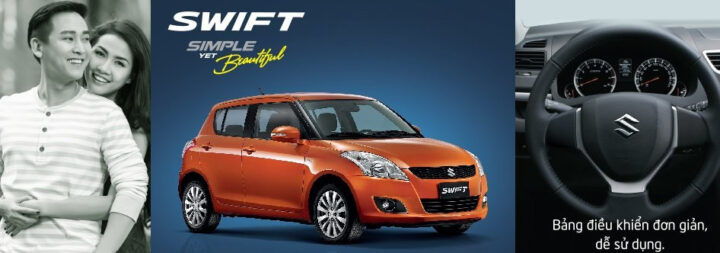 Suzuki Swift 2014 màu trắng, mẫu xe lắp ráp trong nước tiện lợi và giá hợp lý.