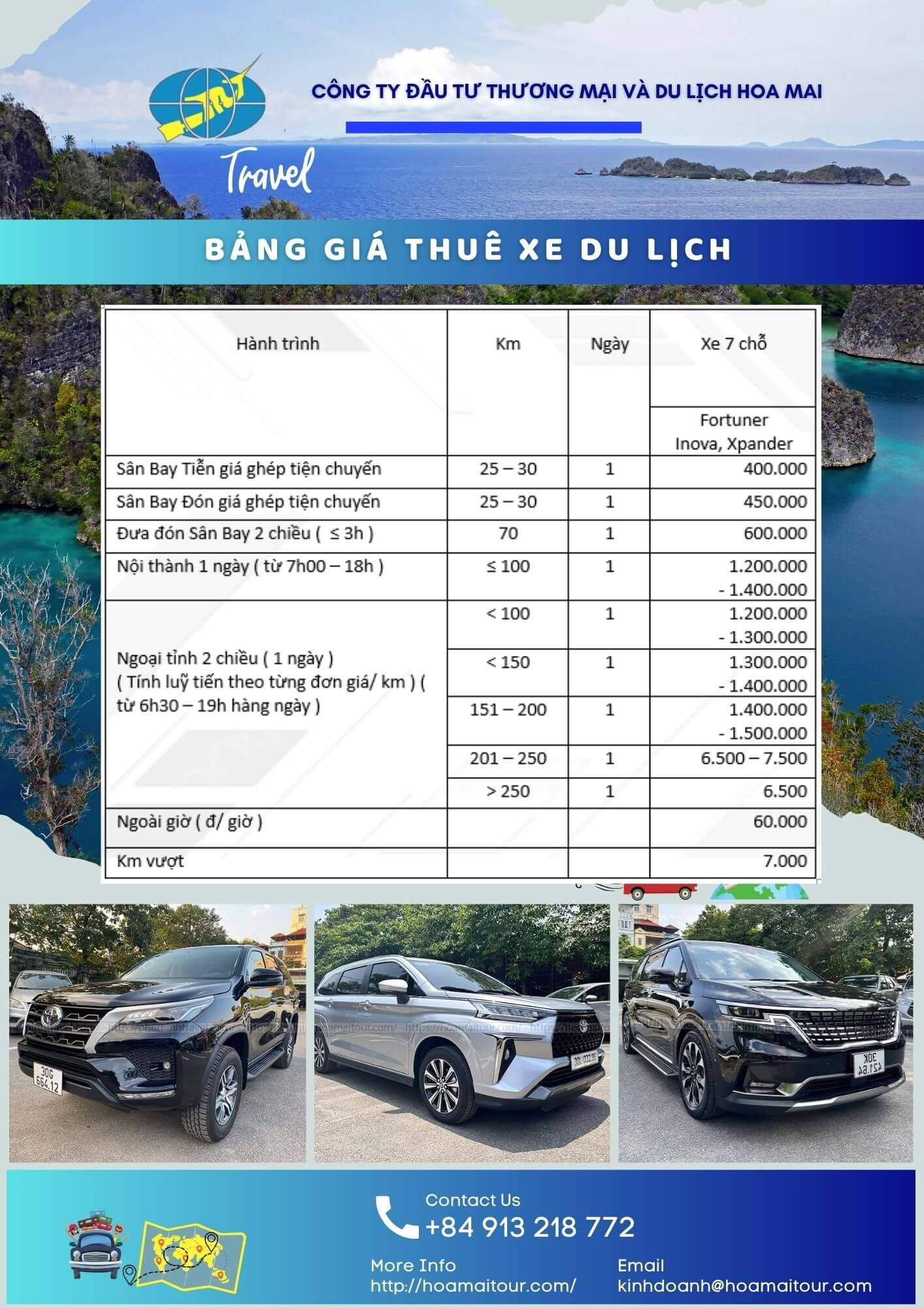 Bảng giá thuê xe ô tô 7 chỗ tại Lào với các mức giá tham khảo