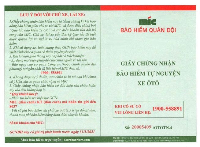 bao hiem than vo o to bao nhieu tien