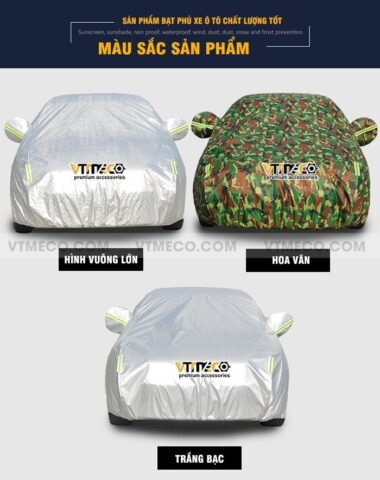 Bạt phủ xe ô tô 7 chỗ Innova màu bạc phủ kín thân xe, bảo vệ khỏi bụi bẩn và nắng nóng