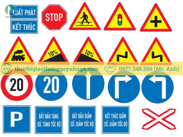 Các loại biển báo giao thông trên sân tập lái xe ô tô, giúp học viên làm quen