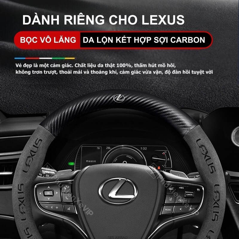 Sự kết hợp giữa da lộn 3D và sợi carbon cao cấp dành riêng cho xe Lexus để bọc da vô lăng ô tô