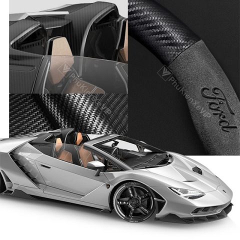 Phong cách bọc vô lăng da lộn sợi carbon đẳng cấp cho xe ô tô Ford Ranger