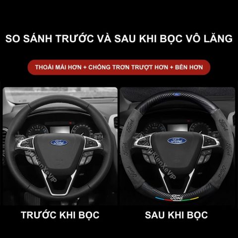 Bọc vô lăng dành riêng cho xe ô tô Ford Ranger da lộn sợi carbon