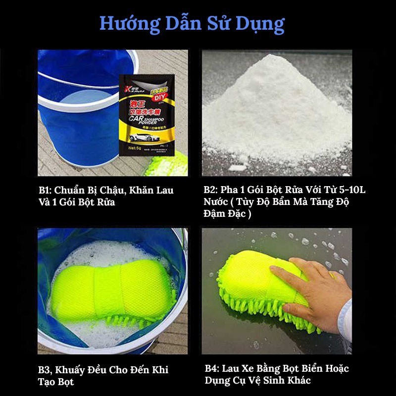 Cách sử dụng bột rửa xe ô tô bọt tuyết không quá khó khăn