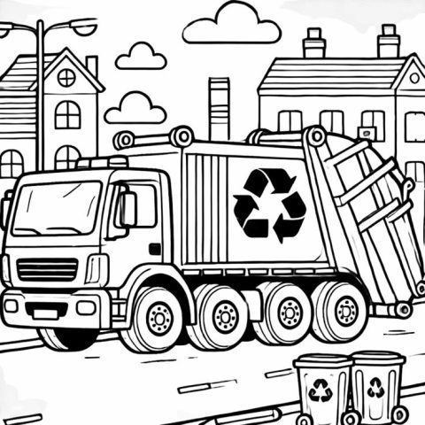 Mẫu tranh tô màu xe ô tô tải container chi tiết, phù hợp rèn luyện kỹ năng cho trẻ