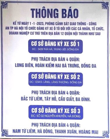 cac diem dang ky xe o to o ha noi