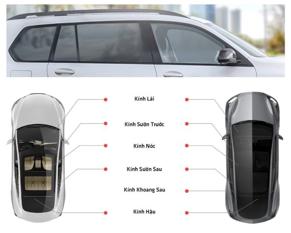Các vị trí cần dán phim cách nhiệt trên ô tô
