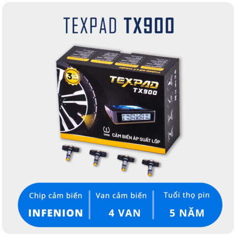 Cảm biến áp suất lốp Texpad T900 hiển thị thông số trên màn hình xe