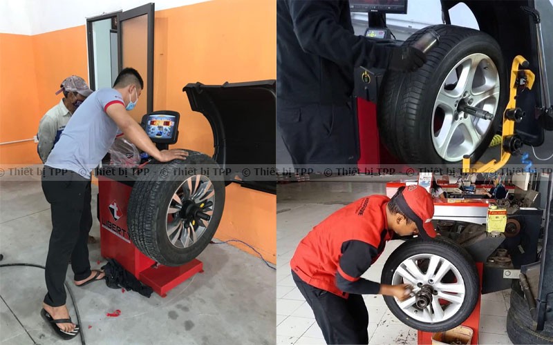 Quy trình cân mâm bấm chì xe ô tô chuyên nghiệp, sử dụng máy móc hiện đại để đạt độ chính xác cao