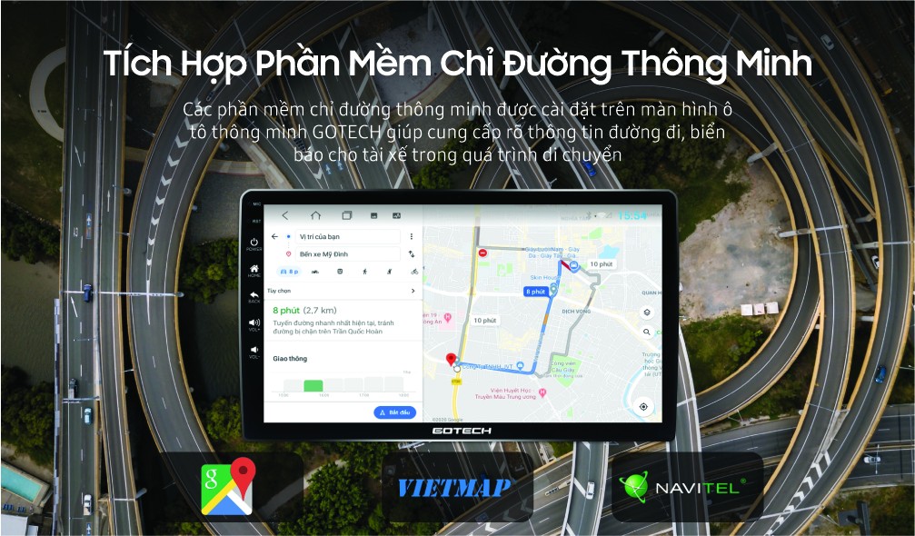 Hệ thống dẫn đường thông minh trên màn hình DVD ô tô Gotech