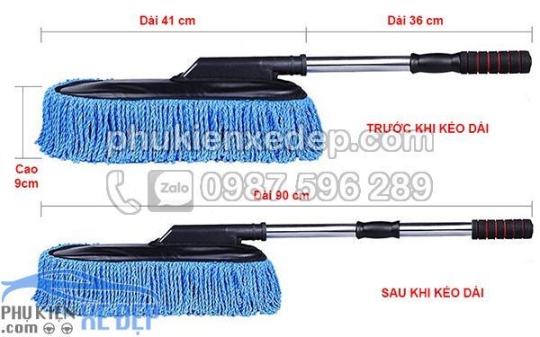 Thiết kế chổi rửa xe ô tô với cán có thể thu gọn, tiện lợi khi sử dụng