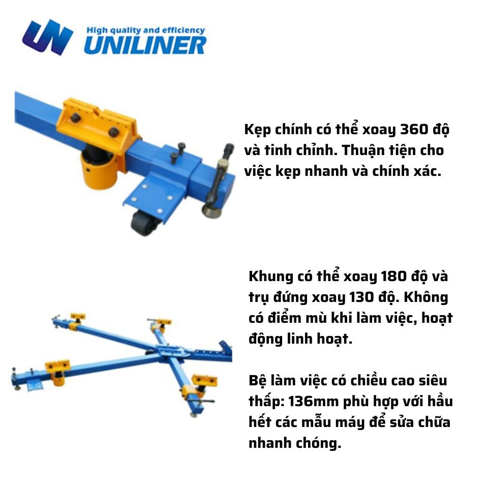 Hệ thống kẹp và kéo mạnh mẽ hỗ trợ quy trình nắn khung xe ô tô
