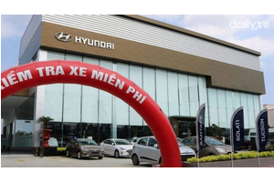 Mặt tiền đại lý xe ô tô Hyundai Trà Vinh tại Vĩnh Long, thu hút khách hàng.