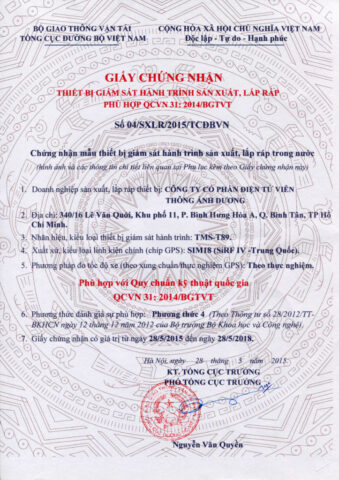 Giấy chứng nhận hợp chuẩn T90 cho thiết bị hộp đen định vị Ánh Dương ADSUN thiết bị TMS T89