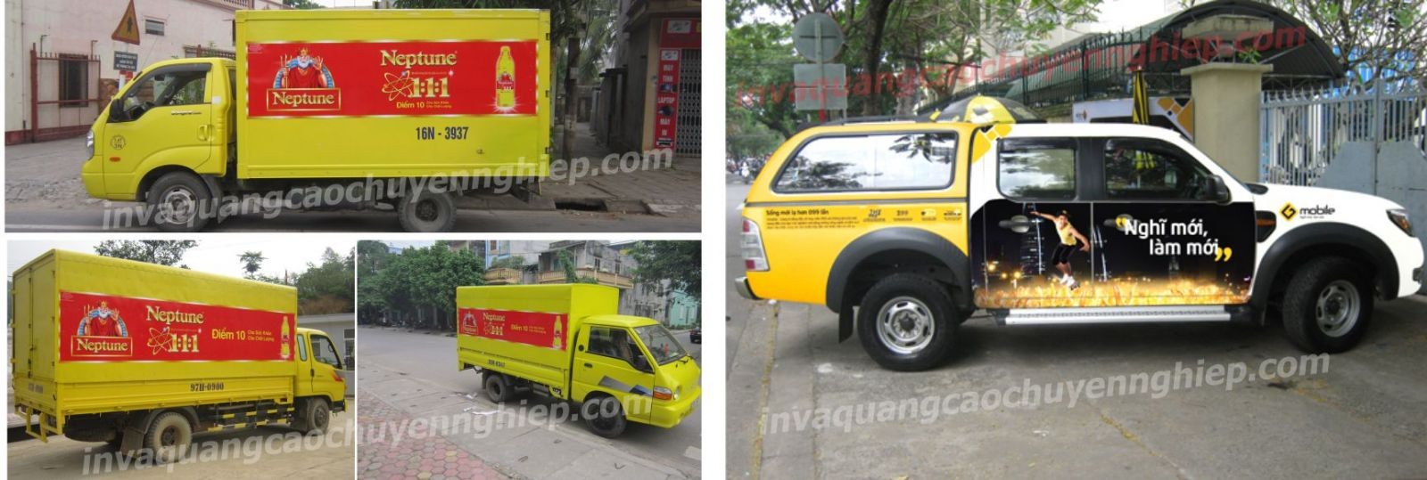 Thợ lành nghề đang dán decal quảng cáo trên xe ô tô cá nhân, tạo điểm nhấn và phong cách độc đáo.