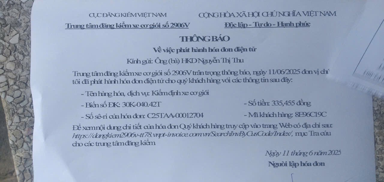 Biên lai thu tiền thuế và phí