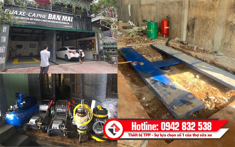 Thiết bị chuyên dụng cho dịch vụ rửa xe ô tô cao cấp: máy rửa xe và cầu nâng