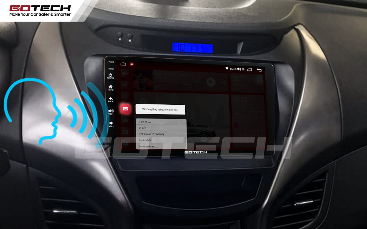 Điều khiển giọng nói qua vô lăng trên màn hình ô tô GOTECH cho xe ô tô Elantra 2015