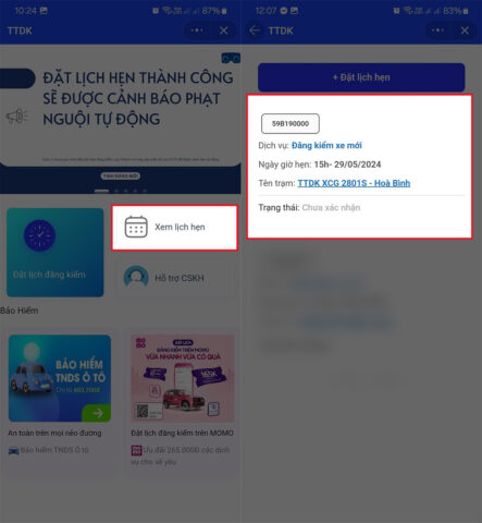 Hướng dẫn kiểm tra lại lịch hẹn đặt lịch đăng kiểm xe ô tô đã đăng ký