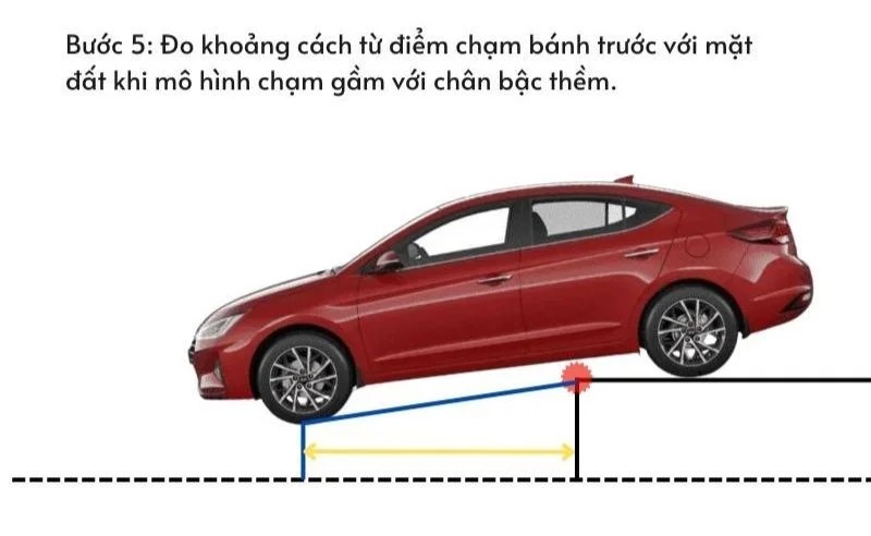 Kỹ thuật đo khoảng cách bánh trước và gầm xe khi làm cầu dẫn