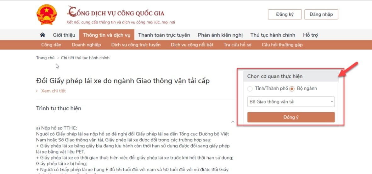 Lựa chọn cơ quan thực hiện thủ tục đổi bằng lái xe ô tô B2