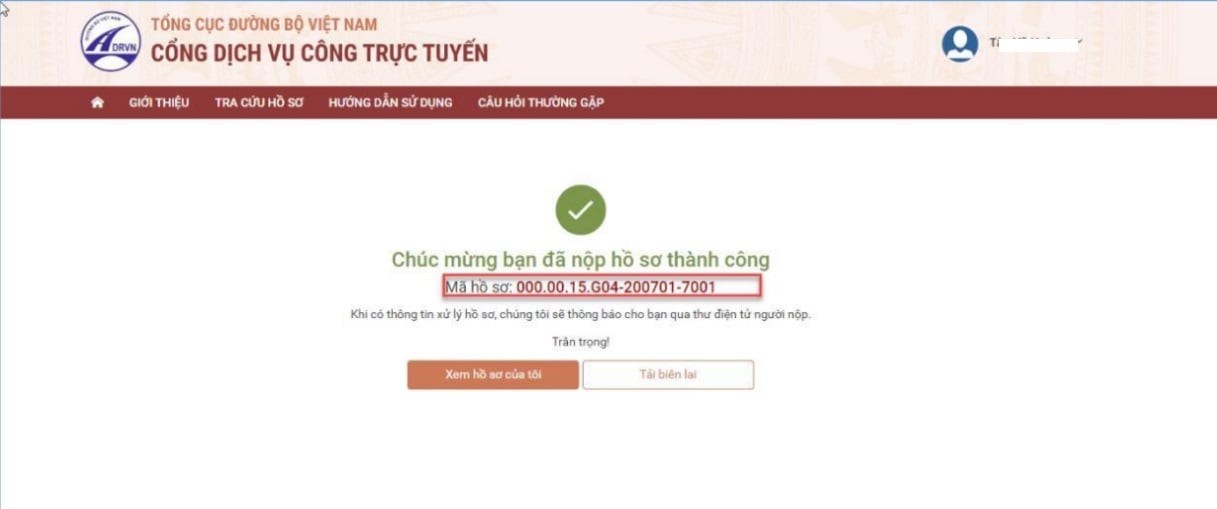 Theo dõi trạng thái xử lý hồ sơ sau khi hoàn tất thủ tục đổi bằng lái xe B2 online