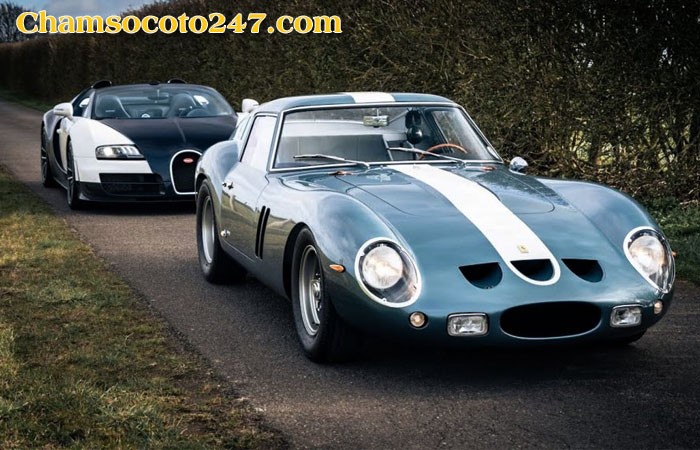 Mặt trước uy lực của Ferrari 250 GTO màu đỏ, một biểu tượng của xe ô tô cổ.