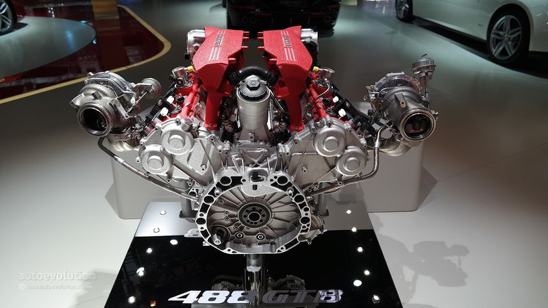 Động cơ V8 của Ferrari 488 GTB với hệ thống Turbo tăng áp kép