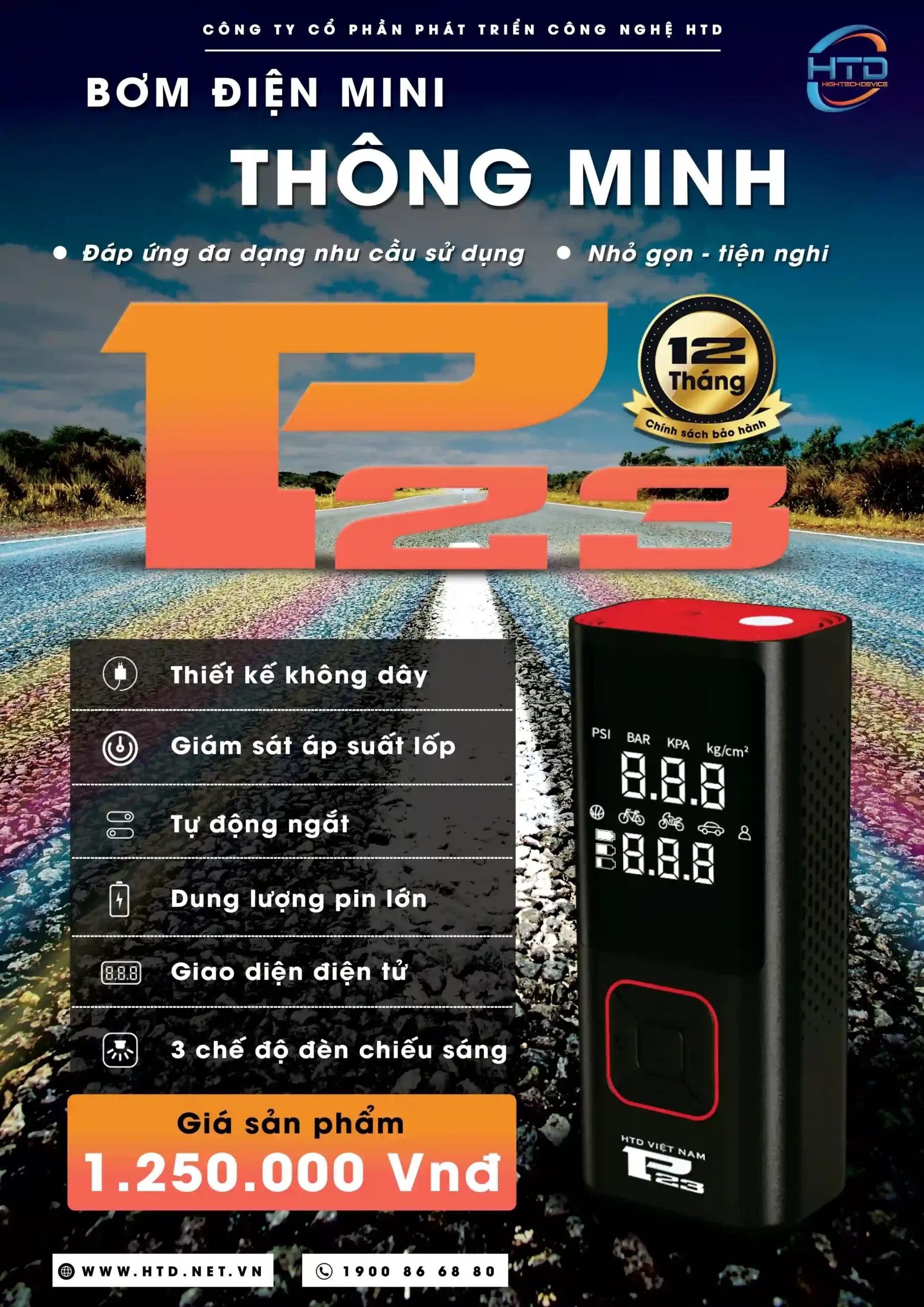 Bảng giá và chương trình khuyến mãi cho bơm xe ô tô mini HTD P23