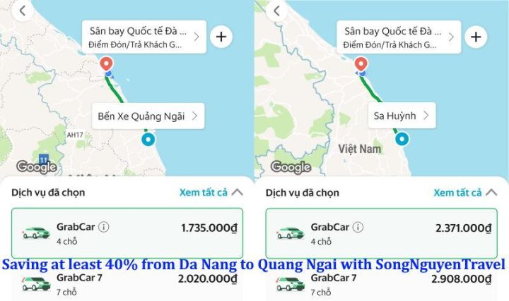 Giá thuê xe ô tô đi Đà Nẵng so sánh với các lựa chọn khác