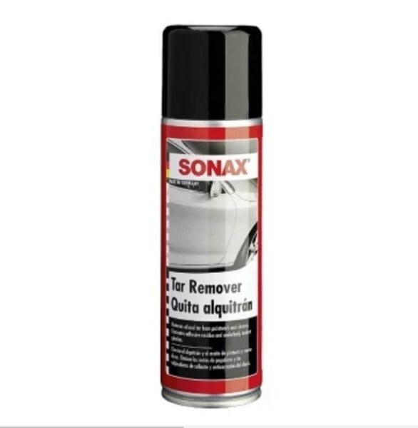 Hình ảnh một chai Sonax Tar Remover, sản phẩm chuyên dụng tẩy nhựa đường và các vết bẩn cứng đầu trên xe ô tô