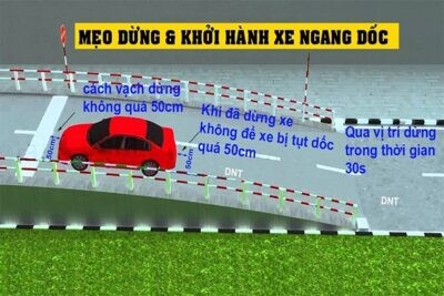 Thực hành bài thi dừng xe và khởi hành ngang dốc trong sa hình thi lái xe ô tô B2