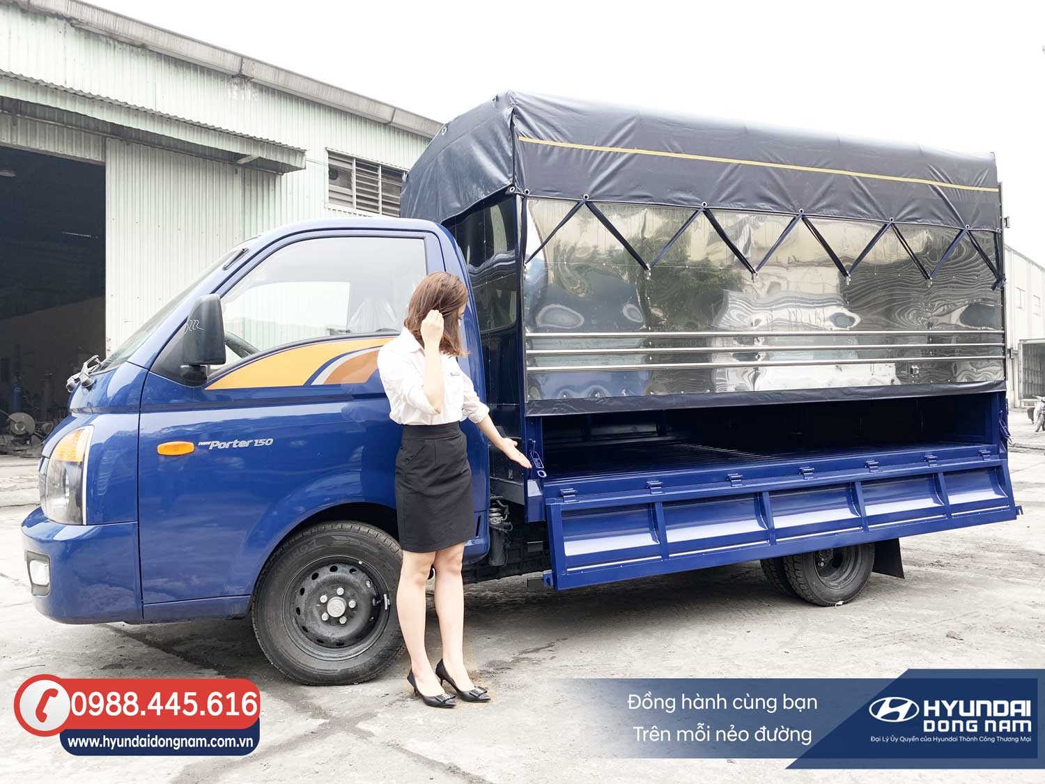Mẫu xe ô tô chở hàng hạng nhẹ Hyundai New Porter H150 với thùng bạt linh hoạt