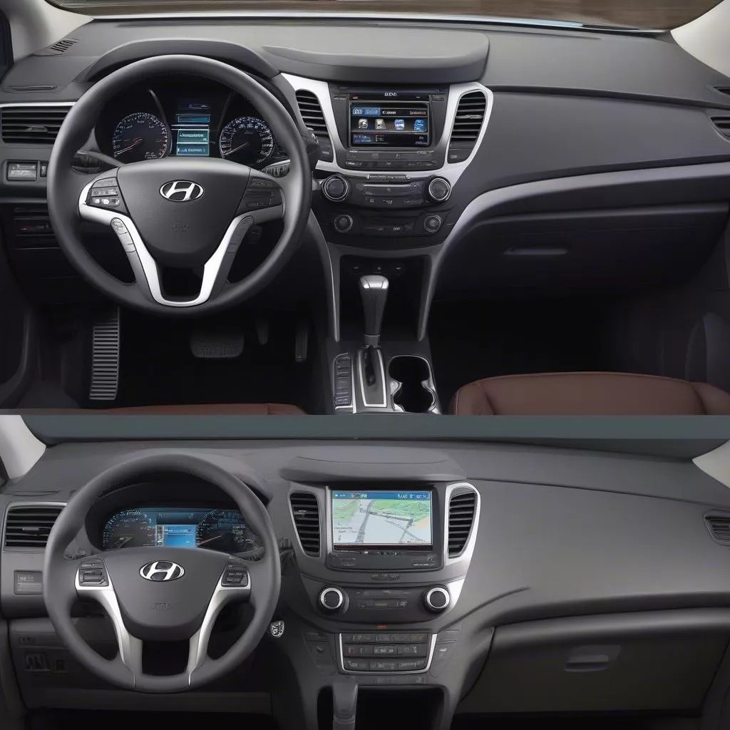 Nội thất Hyundai Santafe đời 2013 và 2015, ví dụ về cách nhận biết các đời xe ô tô qua chi tiết nội thất