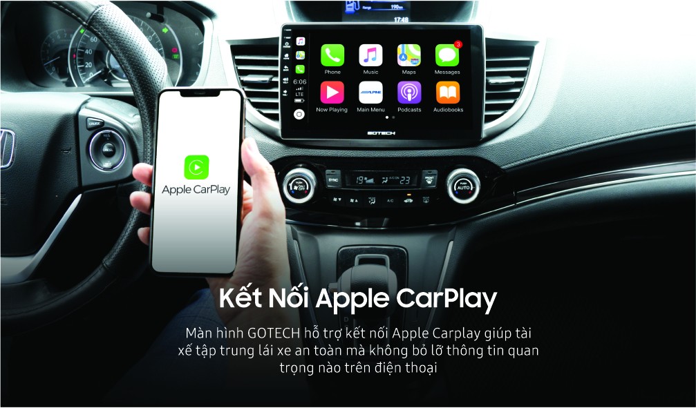 Kết nối Apple CarPlay thông minh sau khi lắp màn hình DVD Android Gotech
