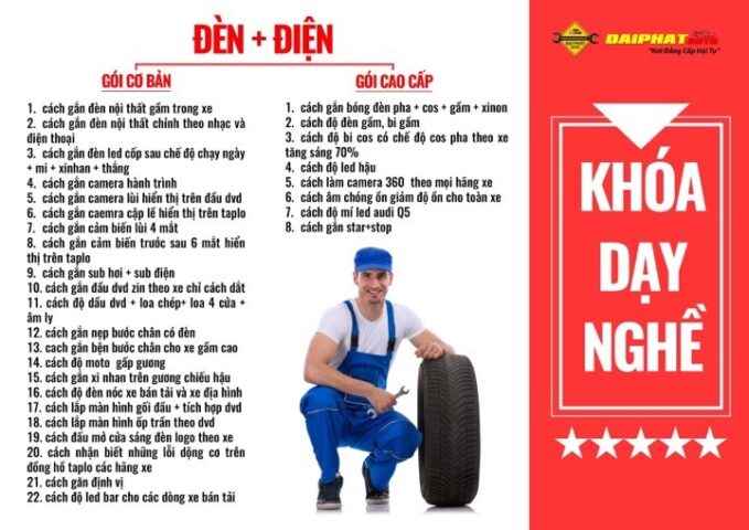 Học viên thực hành trong khóa đào tạo nghề độ đèn xe ô tô chuyên nghiệp