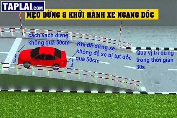 Kỹ thuật dừng và khởi hành xe ngang dốc trong sa hình lái xe ô tô B2