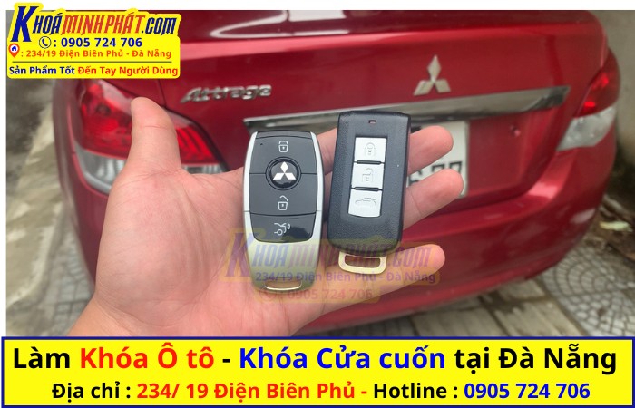 Chìa khoá Smartkey Mitsubishi Attrage được độ mới, dịch vụ chìa khoá xe ô tô tại Đà Nẵng