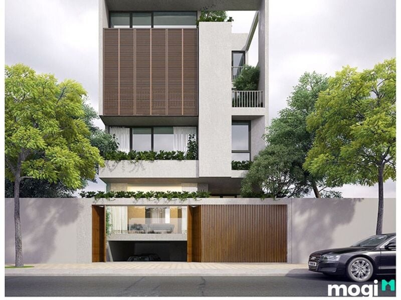 Minh họa cách tính chiều dài đường dốc tối thiểu và chiều cao nền tối đa khi làm dốc cho xe ô tô vào nhà
