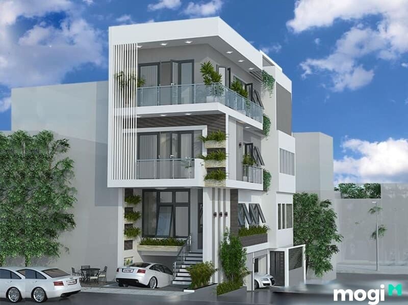 Xe ô tô di chuyển an toàn trên đường dốc với độ nghiêng chuẩn, minh họa tiêu chuẩn khi làm dốc cho xe ô tô vào nhà