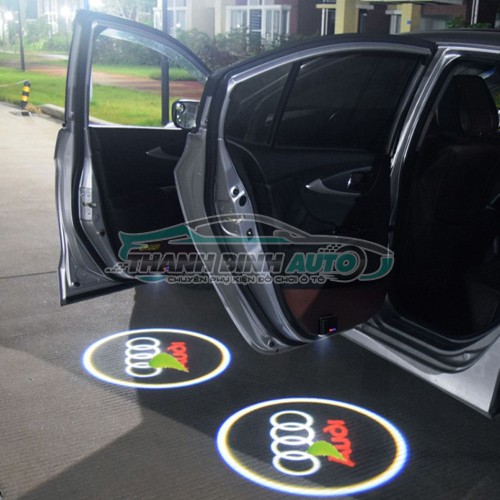 Bộ sản phẩm đèn LED logo cửa ô tô không dây, bao gồm đèn, nam châm và miếng dán