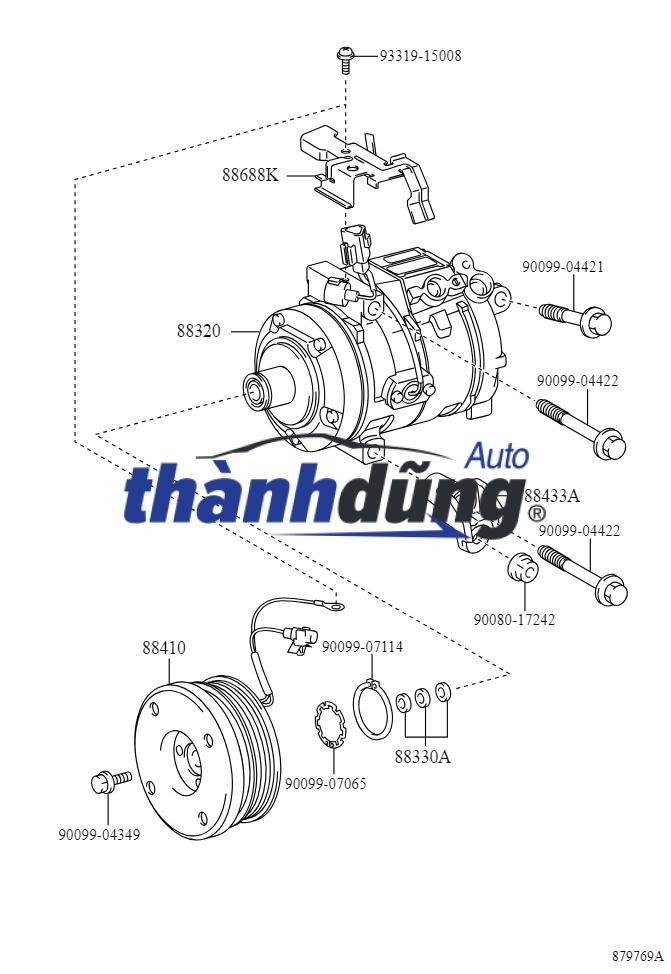 Sơ đồ hệ thống điều hòa ô tô cần thay thế phụ tùng